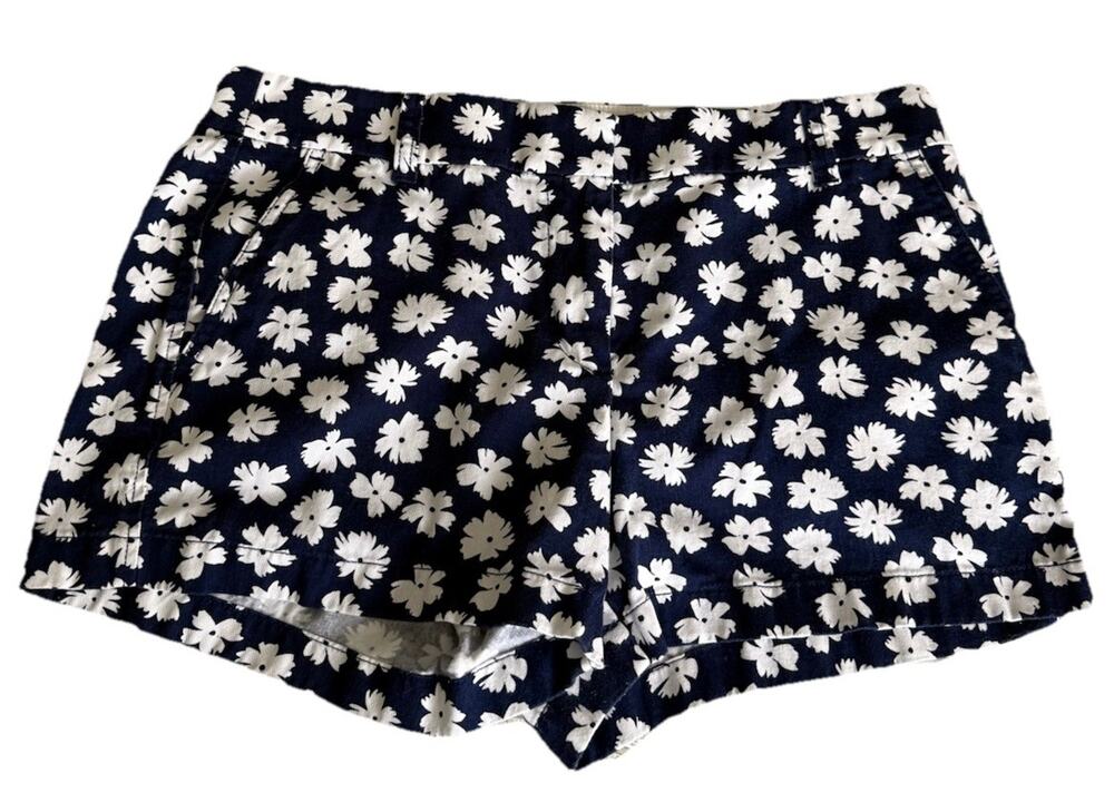 J. Crew Navy/White Floral Shorts Women's Casual Summer Classic Preppy Size 8